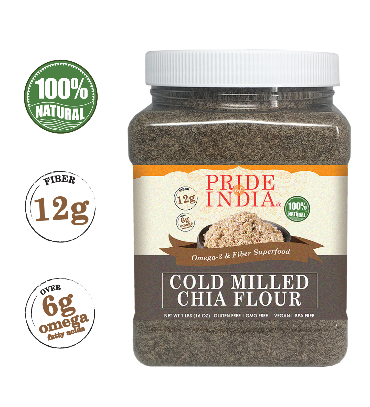 Cold Milled Raw Chia Ground - Omega-3 & Fiber Superfood Jar