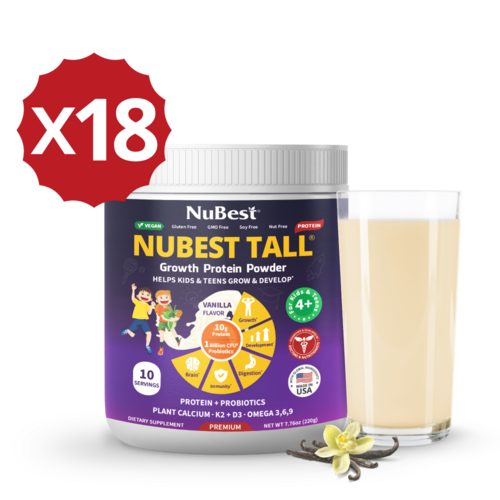 NuBest Tall Protein Vanilla Shake for Kids Ages 4+, 10 Vegan Servings