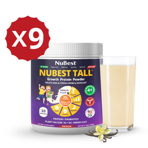 NuBest Tall Protein Vanilla Shake for Kids Ages 4+, 10 Vegan Servings
